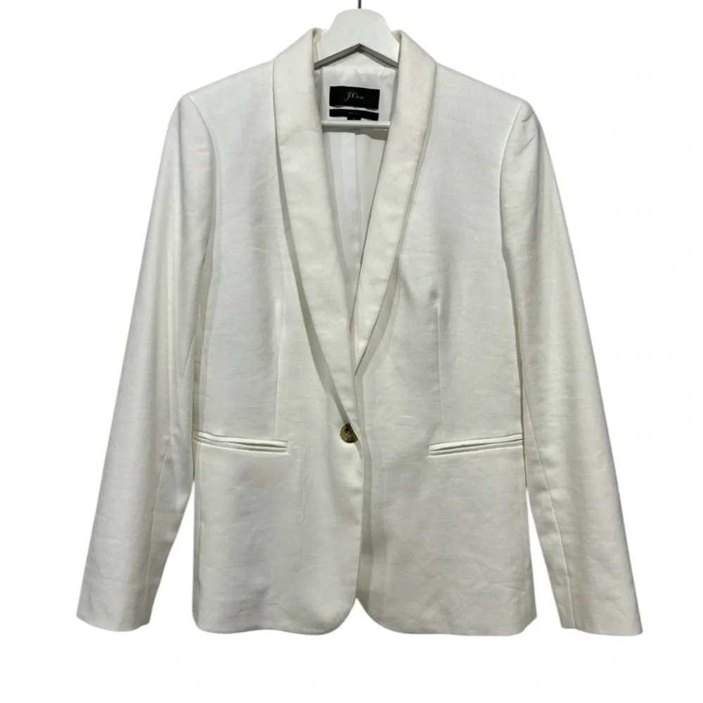 J. Crew Parke Blazer White Linen Classic Tailored Old Money Minimalist Fitted 6 - Picture 2 of 12